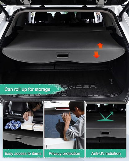 Powerty Retractable Cargo Cover for 2020-2026 Toyota Highlander-Carbon Fiber Texture Trunk Cover Privacy Screen Rear Security Shade for Highlander Accessories(Extra Flaps)