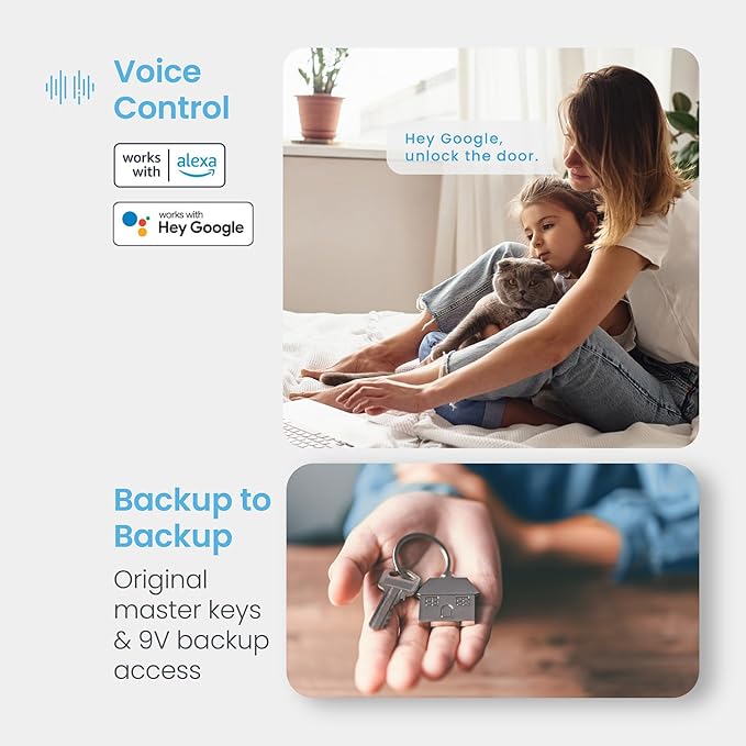 Lockly Secure Pro Smart Deadbolt Lock — Fingerprint Keyless Entry, PIN Genie® Patented Keypad, up to 99 Fingerprints, up to 33 Access Codes, Wi-Fi Hub Included, ANSI Grade 1, Alexa & Google Compatible