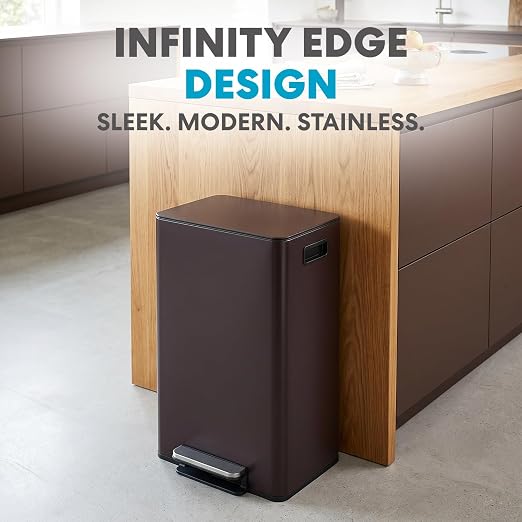 Simpli-Magic 13 Gallon / 50L Step Trash Can, Infinity Edge, Brown