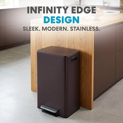Simpli-Magic 13 Gallon / 50L Step Trash Can, Infinity Edge, Brown