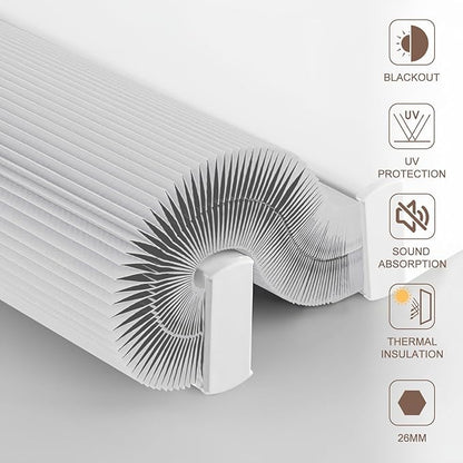 Godark Smart Angled Customized Blackout Honeycomb Blinds Suitable for Trapezoidal/Triangular/Polygonal Windows Motorized Cellular Shades Compatible with Alexa/Google Home/Tuya APP-White