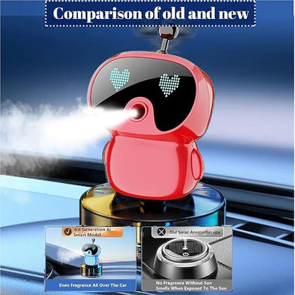 Robot Intelligent Aromatherapy Machine, Smart Cute Robot Car Air Freshener, Fine Spray/Fillable/Four-Gear Adjustment/Vibration Sensing/On-Off/Large Capacity Long-Lasting Fragrance/V1 (Red, Hilton)