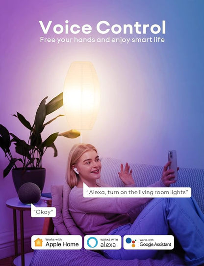VOCOlinc Smart Light Bulbs, BR30 Flood WiFi LED Bulb, RGBW Color Changing Light Bulb Works with Alexa, Apple Homekit and Google Home, 2200K-7000K Dimmable, 800 Lumens 9.5W (60W Equivalent) E26, 2 Pack