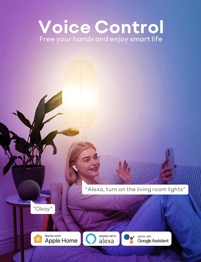 VOCOlinc Smart Light Bulbs 1Pack, RGBW Color Changing Light Bulb Works with Alexa, Apple Homekit & Google Home, BR30 Smart WiFi LED Lights, 2200K-7000K Dimmable, 800 Lumens 9.5W (60W Equivalent) E26