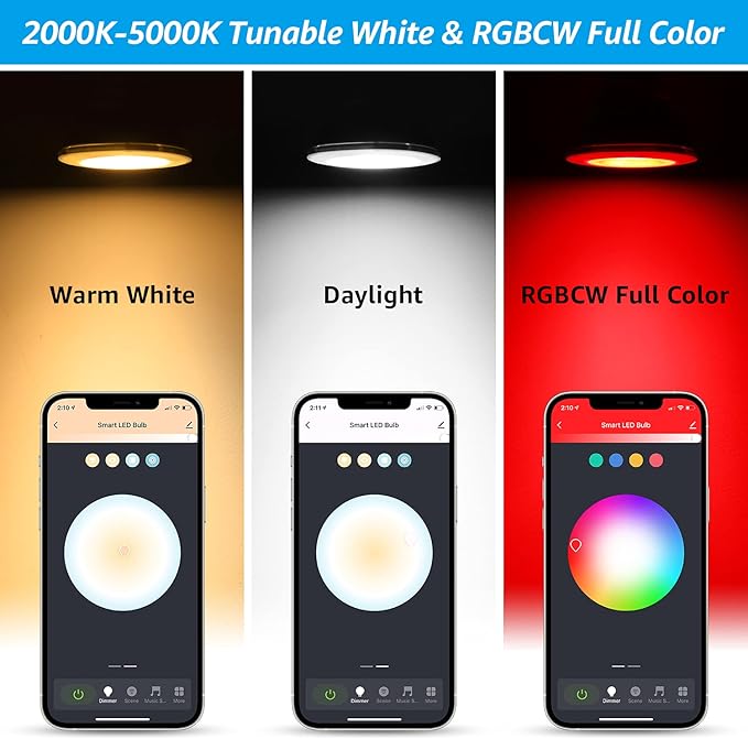 TORCHSTAR PAR30 WiFi Smart Spotlight Bulbs, RGB LED Color Changing Light,10W, Google Assistant Amazon Alexa Compatible, 2000K-5000K Tunable White CCT, E26 Base, No Hub Required, Pack of 4