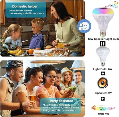 Lighting LED+ Color Changing Speaker LED Light Bulb with Remote Control and APP, Soft White, Comes with B22 Socket