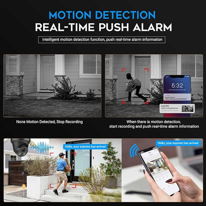 VIKYLIN 4K 8MP IP PoE AI Camera(Black),Security IP Turret Camera with 98ft EXIR2.0 Night Vision,Built-in Mic,Human/Vehicle Detection, 2.8mm Lens,H.265,IP67,NDAA Complaint