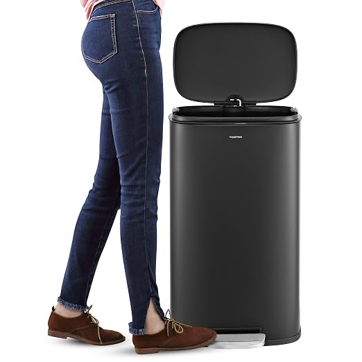 happimess Curtis 8 Gal Step Trash Can Soft Close 25", Charcoal Black