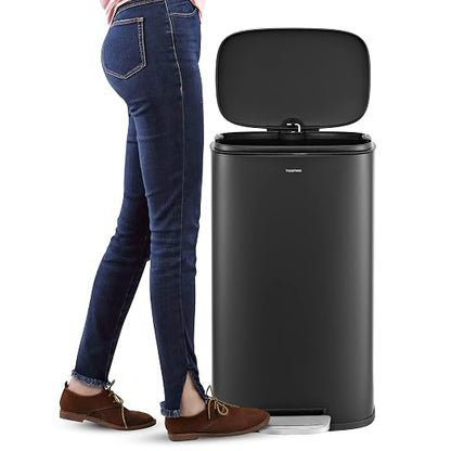 happimess Curtis 8 Gal Step Trash Can Soft Close 25", Charcoal Black