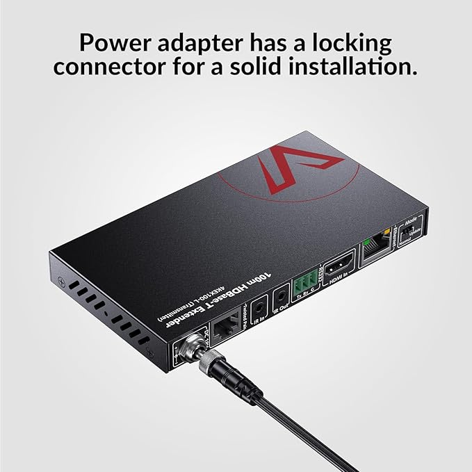 AV Access HDBaseT HDMI Extender 100m/330ft, 4K@60Hz, PoE, IR, RS232, Ethernet Over Cat Cable for TV, Projector, Conference Room, Digital Signage (4KEX100-L)