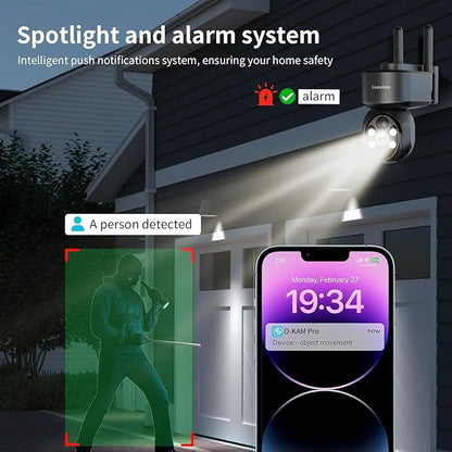 Luovisee WiFi Security Camera Wireless Outdoor 2 Packs,360° PTZ Solar Camera Outdoor Wireless for Home Security,Work with Alexa,AI Motion Detection,PIR Siren,Cloud & SD Card Storage, 2-Way Audio