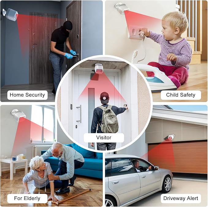 Wireless Driveway Alarm - Motion Sensor Door Chime Motion Detector 58 Melodies & 500FT Range, Business Entry Alert, Elderly Care Monitor
