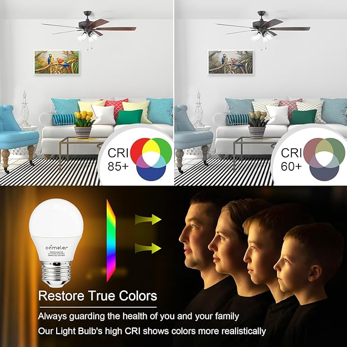 comzler 12 Pack E26 LED Light Bulb, 4000K Natural White 6 Watt 60W Equivalent Small Light Bulbs, A15 Shape Medium Screw Base for Ceiling Fan, CRI 85+, 400Lumen, Non-Dimmable, Home Lighting Decorative
