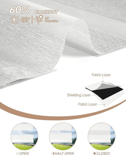 Kincmo Motorized Blinds with Remote, Motorized Zebra Shades Work with Apple Homekit,Alexa,Google Home, Customized Electric Blinds with Remote,App,Voice Control (60% Blackout Monet White)