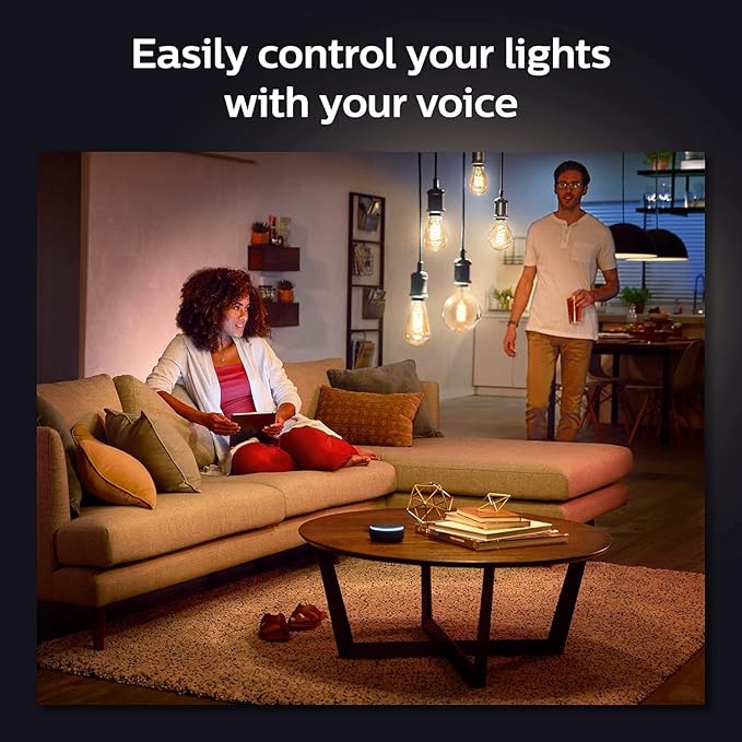 Philips Hue Smart 60W G40 Filament LED Bulb - White Ambiance Warm-to-Cool White Light - 2 Pack - 550LM - E26 - Indoor - Control with Hue App - Works with Alexa, Google Assistant and Apple Homekit