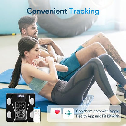 Bluetooth Smart Scale for Body Weight, Bluetooth Smart Scale for Body Weight, Fat, Muscle & BMI | Comprehensive Health Metrics with Effortless Fitness App Sync [Black]