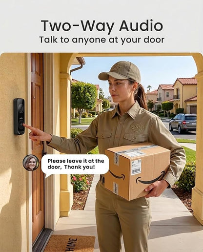 youkey Dual-cam Video Doorbell–See Visitor & Package at Once, No Monthly Fee, 2K Battery Doorbell with Package Detection, 5Ghz WiFi, Built-in 8GB Storage, Works with Alexa & Google Home,Chime Included