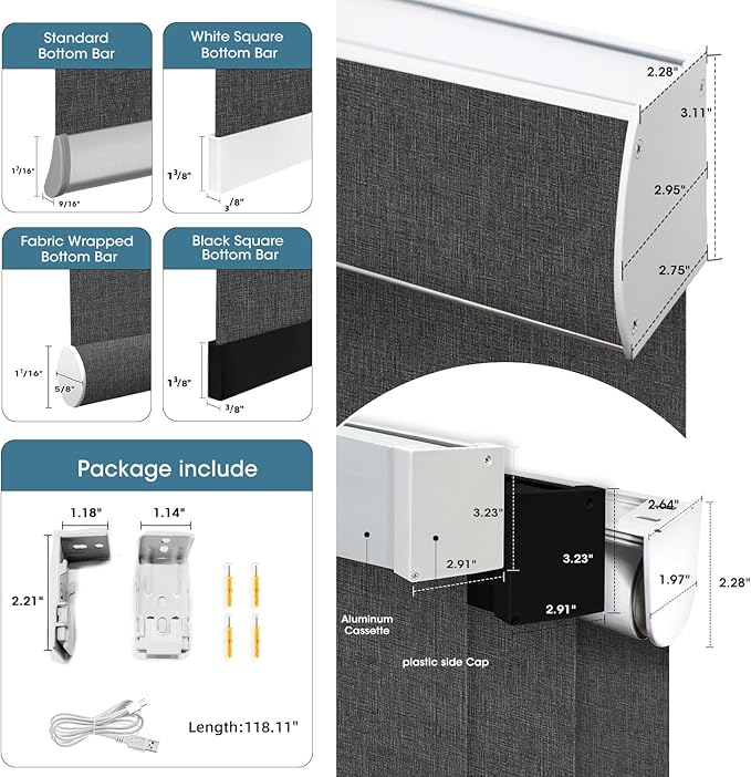 SmartWings Motorized Blinds Dual-Sided Cordless Smart Blackout Shades, Custom Size, Rechargeable Battery, Work with Matter/Apple HomeKit, Alexa, Thread/Zigbee, Remote Optional, Bouvardia Dark Grey