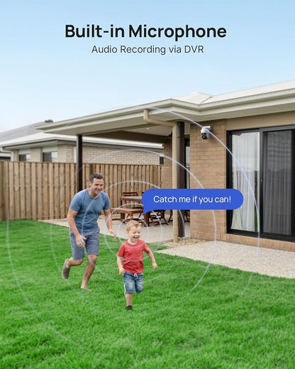 ANNKE 5MP TVI CCTV Home Surveillance Dome PT Camera, Wired Add on Camera with 350° pan and 90° tilt, 100ft Night Vision, IP65 Weatherproof, One Way Audio (DVR Required, Not Included)