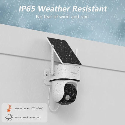 wansview Security Cameras Wireless Outdoor-2K Dual Lens Home Security Cameras, 360° View, Solar Panel Battery Powered, Color Night Vision, PIR Sensor, IP65 Waterproof, Work with Alexa, B7 2P White