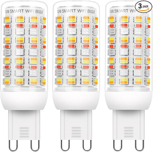 I-SHUNFA Wi-Fi RGBCW Smart G9 LED Bulbs,Compatible with Alexa/Google Home,Multicolour Dimmable,2700K-6500K,AC 120V 4W,400LM Brightness Adjustable 1%-100%,with Musical Rhythm LED Light Bulb,3 Pack