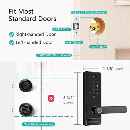 Smart Lock with Camera, Doorbell, Lever Handle, Screen for Front Door