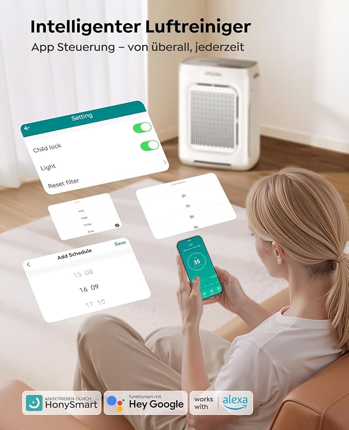 Official 6 pcs Pre-Filters & 2pcs Hepa Filters Compatible with KJ03 Air Purifier, Removes Pollen, Dust, Smoke