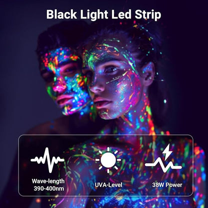 48W LED Black Light Bar Blacklight Bars with Plug and Switch Light Up 22x22ft Area for Glow Party Halloween Parties Bedroom Decorations Stage Lighting -3pack Carrying a Remote Control