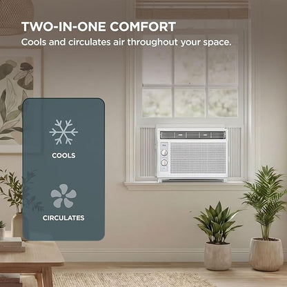 TCL 5000 BTU Window Air Conditioner, Compact Energy Efficient AC Unit with Fan & Reusable Filter for Bedroom, Living Room, Garage, Other Rooms Up To 150 Sq. Ft.