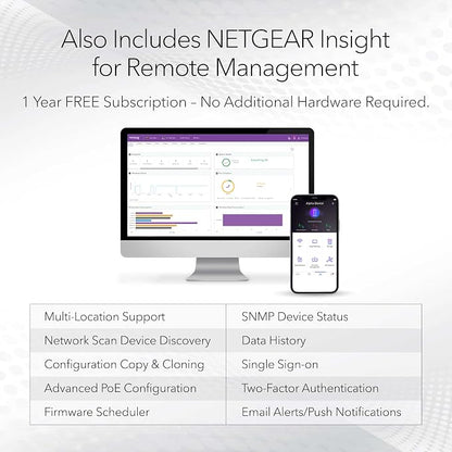 NETGEAR 28-Port PoE Multi-Gigabit Ethernet Smart Managed Switch (MS324TXUP) | With 24 x 2.5G Ultra60 PoE++ Ports @ 720W, 4 x 10G SFP+, Optional Insight Cloud Management, Desktop or Rack Mount