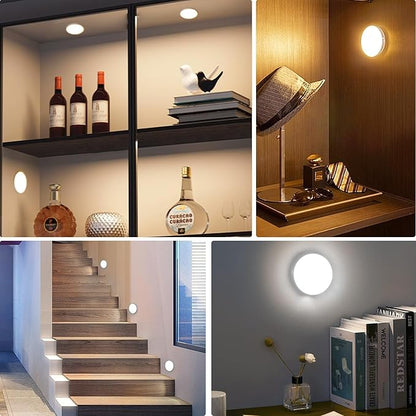 16 LEDs Under Cabinet Lights [with Remote], 3 Pack Wireless Motion Sensor Rechargeable Light Puck Light, 3 Color Temps Dimmable 3000-6000K, Closet Lights for Cabinet, Closet, Kitchen, Hallway, Stairs