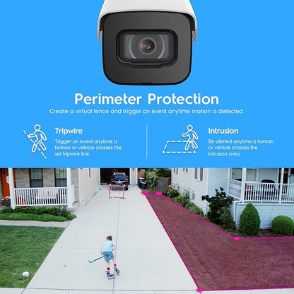 Amcrest 4K Security Camera System w/ 4K (8MP) 8CH PoE NVR, (4) x 8-Megapixel IP67 Weatherproof Metal Bullet POE IP Cameras, Pre-Installed 2TB Hard Drive, NV4108E-IP8M-2496EW4-2TB (White)