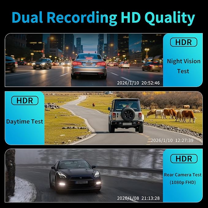 KCV 4K Mirror Dash Cam for Ford Mustang 2015-2023, Front 4K + Rear 1080P Camera, Integrated Replacement OEM Look, Plug & Play, Includes Free 64GB Card