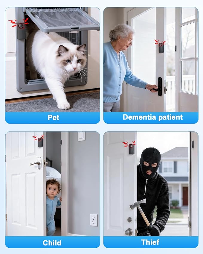 Wireless Door Alarm, 110dB Loud Door Chimes When Door Opens - Door Sensor Alarm with Remote, Battery Operated, for Home Security, Kids Safety, Dementia, Windows(2 Pack)