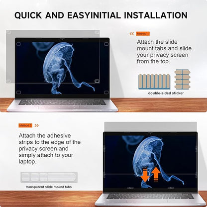 Mamol 15.6 Inch Laptop Privacy Screen Filter for 16:9 Widescreen Display, Eye Protection Anti Glare & Blue Light Filter, Privacy Screen Protector for 15.6" Laptop