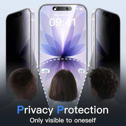 JETech Privacy Screen Protector for iPhone 17 6.3-Inch, Anti-Spy Tempered Glass Film with Easy Installation Tool, 2-Pack