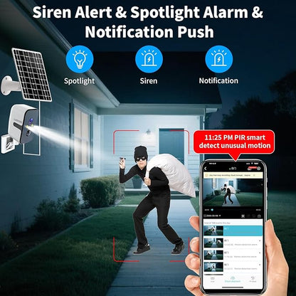 Luovisee 2.4/5G WiFi Cameras for Home Security with Solar Panel,Pan Rotating 180° Magnetic Security Camera Wireless,No Monthly Fee, Motion Detection,Work with Alexa,IP65 Weatherproof,Outdoor & Indoor