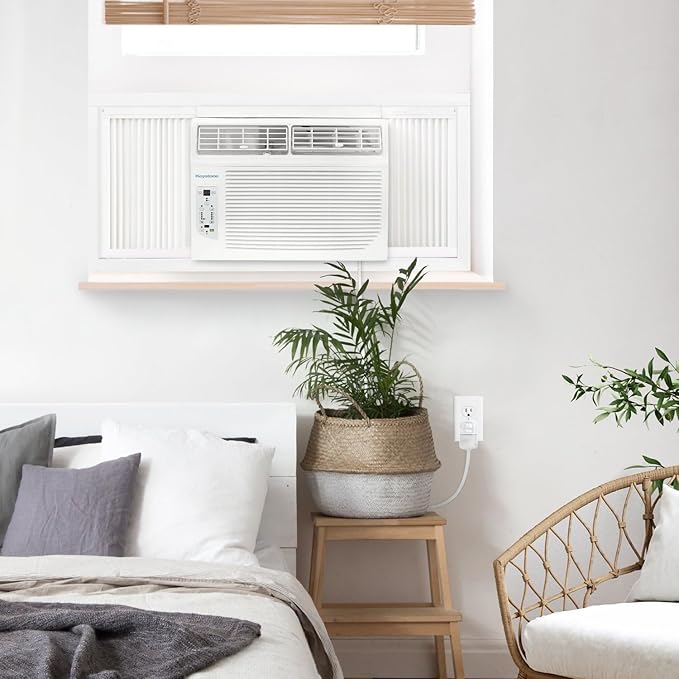 Keystone 8,000 BTU Window Air Conditioner with 3,500 BTU Supplemental Heating, 115V, Window AC Unit with Supplemental Heat for Bedroom, Living Room, Small-Medium Rooms up to 350 Sq.Ft.