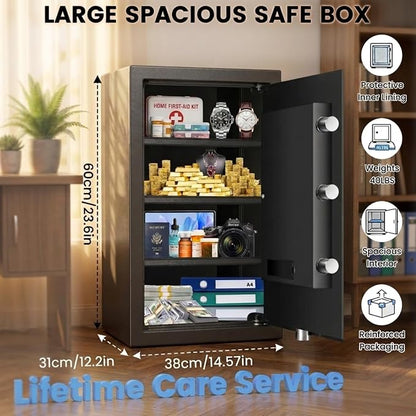 [23.6" Tall] Large Safe Box with Fireproof Bag for Home Use