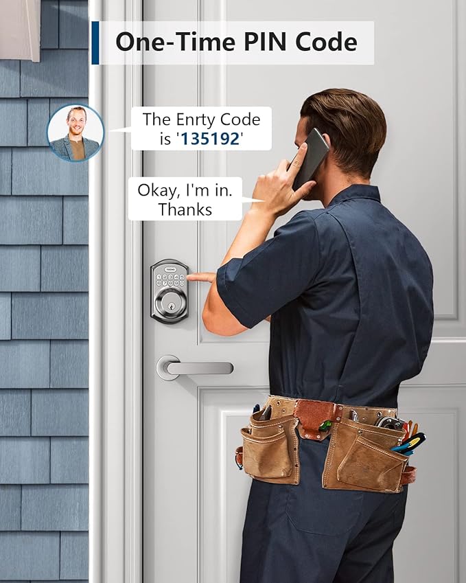 TEEHO TE001 Keyless Entry Door Lock with Keypad - Smart Deadbolt Lock for Front Door with 2 Keys - Auto Lock - Easy Installation - Satin Nickel