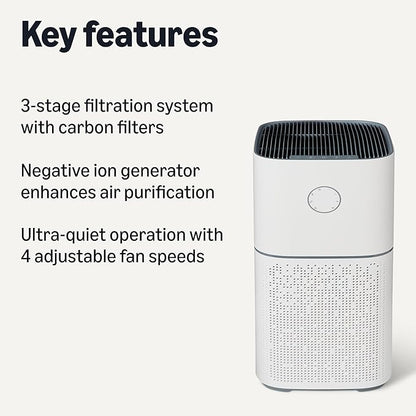 Amazon Basics Air Purifier for Home with Large Rooms, Covers Up to 2600 Sq ft, White