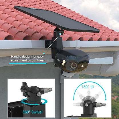 2 in 1 Camera Gutter Mount for Reolink Argus 4 Pro 4K Solar Security Cameras (Black)