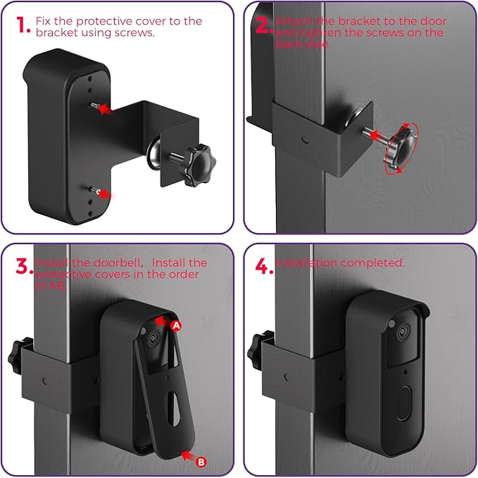 Blink Doorbell Mount for Blink Video Doorbell 2nd Gen (2025) – Anti-Theft No-Drill Security Mount with Protective Cover, Zero Sensor Interference, Weatherproof, Black