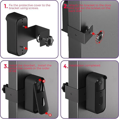 Blink Doorbell Mount for Blink Video Doorbell 2nd Gen (2025) – Anti-Theft No-Drill Security Mount with Protective Cover, Zero Sensor Interference, Weatherproof, Black