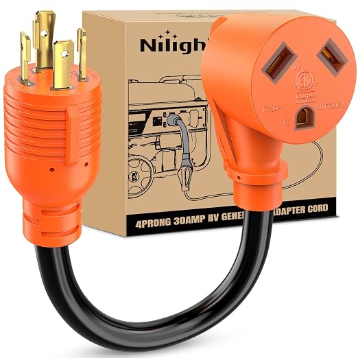 Nilight 30 Amp to 30 Amp RV Generator Adapter Cord L14-30P TT-30R