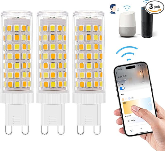 3Pack Dimmable Wi-Fi Smart LED Bulbs with G9 Base,Compatible with Amazon Alexa and Google Assistant-Warm to Cool White(2700K-6000K),Adjustable Brightness From 1%-100% (120V,0.4-4.7W,40LM-450LM）