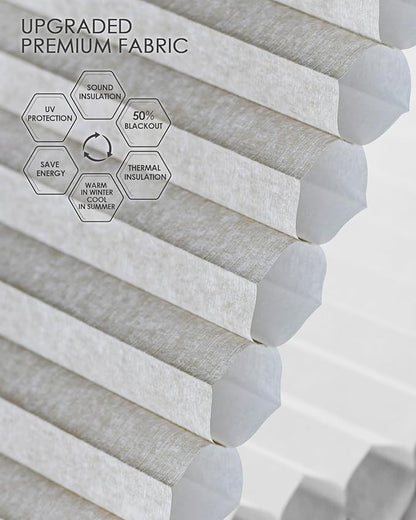Yoolax Motorized Cellular Shades Compatible with Alexa, Light Filtering Motorized Blinds with Remote Smart Honeycomb Shades for Indoor Windows, Automatic Blinds Custom Size (Texture Light Coffee)