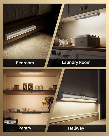 EZVALO 13-inch Motion Sensor Closet Light with Eye-Protection Design, 1800mAh Rechargeable Under Cabinet Lighting, 3 Color Temps Night Light for Pantry, Closet - 3 Pack