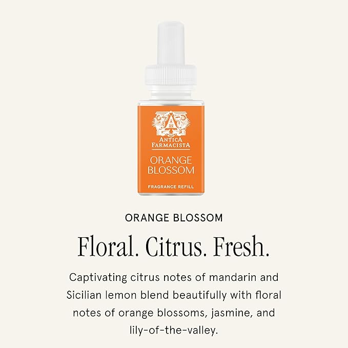Pura & Antica Farmacista Home Scent Refill - Smart Home Air Diffuser - Up to 120-Hours of Luxury Fragrance per Refill - Household Essential - Safe Diffuser Fragrance - Orange Blossom