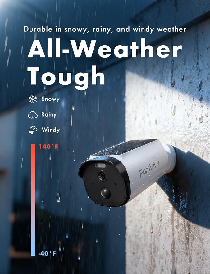 Solar Security Cameras Wireless Outdoor, 2K/3MP Battery Powered Camera with Integrated Solar Panel, AI Motion Detection, Color Night Vision, 2-Way Audio, IP65 Waterproof,2 Packs.